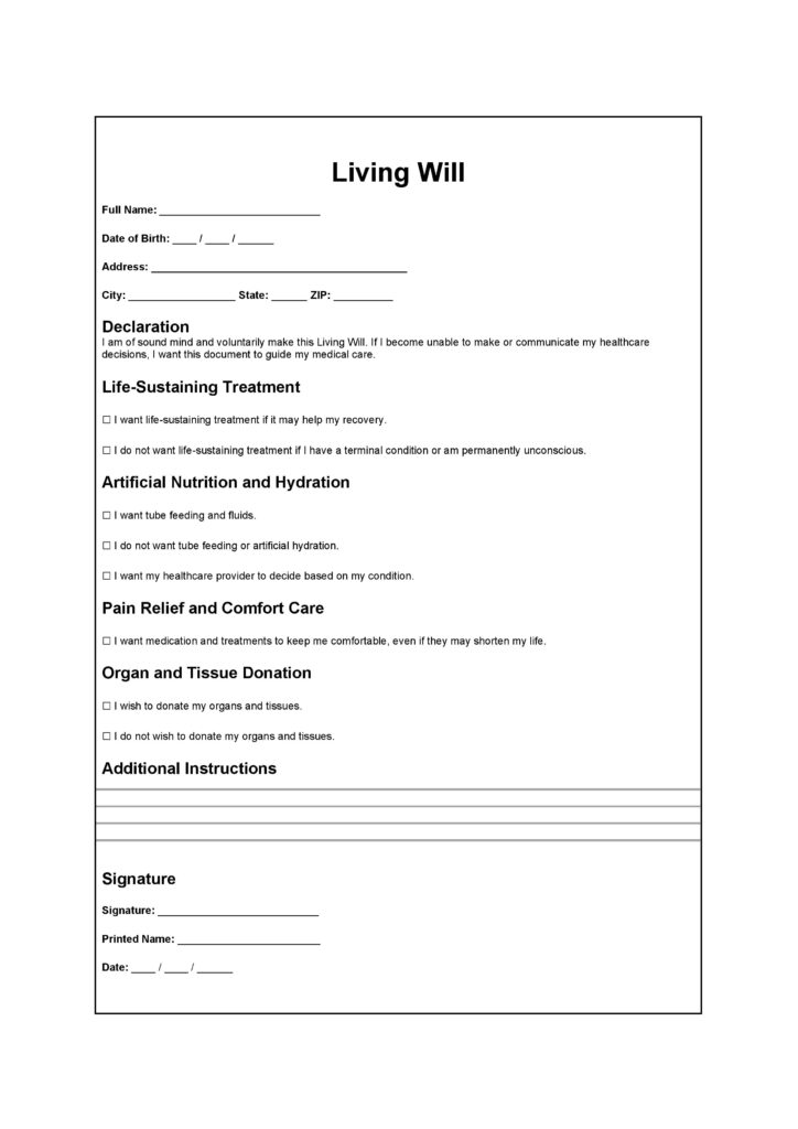Living Will Template